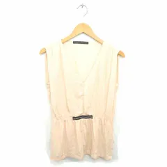 ザラ ベーシック ZARA BASIC チュニック ワンピース Vネック 無地 薄手 ノースリーブ M サーモンピンク /TT10