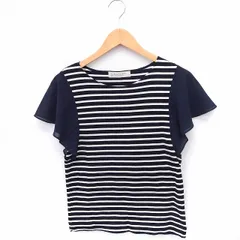 B&Y ユナイテッドアローズ BEAUTY&YOUTH ビューティー&ユース カットソー ボーダー 袖切替 丸首 半袖 綿 ネイビー 紺 /FT20