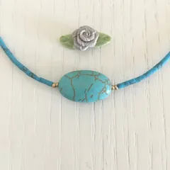 ターコイズブルーネックレス☆