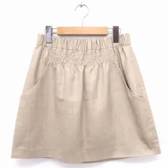 アナトリエ ANATELIER スカート シャーリング 台形 ミニ 無地 38 ベージュ /FT23