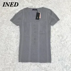 【タグ付き未使用品】 INED ウール 半袖 サマーニット 9 M グレー