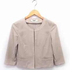 ナチュラルビューティーベーシック NATURAL BEAUTY BASIC ジャケット アウター ノーカラー 七分袖 ポケット S ベージュ /FT23