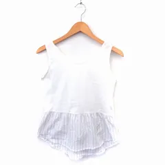 ジーナシス JEANASIS タンクトップ 切替 無地 ストライプ柄 Uネック ノースリーブ F ホワイト 白 /FT19