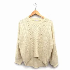 アースミュージック&エコロジー EARTH MUSIC & ECOLOGY セーター ニット 長袖 丸首 ケーブル編み 切替リブ F ダークベージュ /HT20