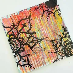 オリジナル曼荼羅絵画、混合技法キャンバスアート、鮮やかな色彩、20x20