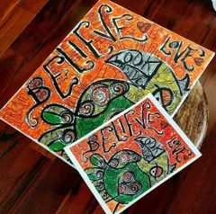 美徳の鳥 プリント、インスピレーションあふれる混合技法アート、抽象絵画