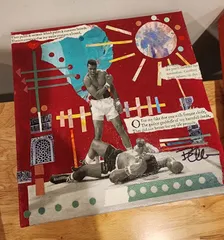 モハメド・アリ コラージュアート、ボクシングチャンピオン、10x10キャンバス