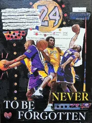 コービー・ブライアント、プリントのみ、コラージュ、切り絵、現代美術、バスケットボール、スポーツ、NBA、ローワー・メリオン（ペンシルベニア州）、NBAチャンピオン、ロサンゼルス・レイカーズ