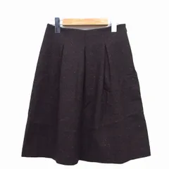 セオリー theory フレア スカート 膝丈 総柄 タック ウール混 綿混 X0 ダークブラウン 茶 /HT12
