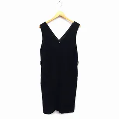 ローリーズファーム LOWRYS FARM ワンピース Iライン ロング スリット プルオーバー 無地 ノースリーブ M 黒 ブラック /NT21