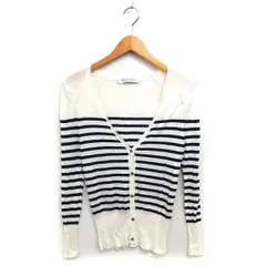 B&Y ユナイテッドアローズ BEAUTY&YOUTH ビューティー&ユース カーディガン サマーニット リネン混 ウール混 リブ ボーダー ラグランスリーブ 長袖 オフホワイト /NT11