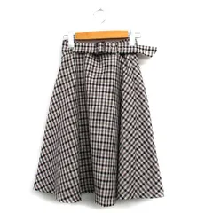 プロポーション ボディドレッシング PROPORTION BODY DRESSING フレア スカート 膝丈 ベルト チェック 1 ベージュ /KT5