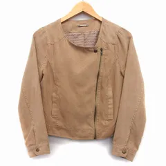 オリーブデオリーブ OLIVE des OLIVE ノーカラー ジャケット ショート丈 スエード調 無地 シンプル ライトブラウン 茶 /HT13