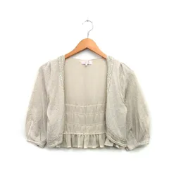 クミキョク 組曲 KUMIKYOKU PRIER カーディガン 七分袖 トッパー ビジュー 2 ベージュ /KT25