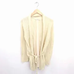 アンディコール un dix cors カーディガン ニット ひざ丈 ウエストリボン 透け感 モヘヤ混 長袖 38 アイボリー /TT14