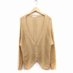 ミーア MIIA カーディガン ニット 透かし編み オーバーサイズ F キャメル 茶 /FT46