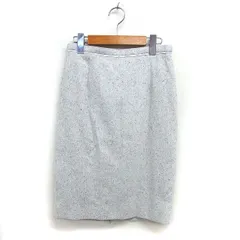ジャスグリッティー JUSGLITTY ツイード スカート タイト ひざ下 フリル ウール混 スリット サイドジップ 2 ライトグレー /NT35