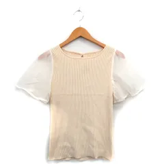 ロペピクニック ROPE Picnic リブ ニット セーター 半袖 シフォン袖 シンプル 38 ベージュ /KT23