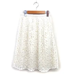 マーキュリーデュオ MERCURYDUO プリーツ スカート フレア ひざ下 レース サイドジップ S オフホワイト /NT8