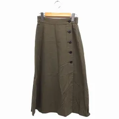 ナチュラルビューティーベーシック NATURAL BEAUTY BASIC ボタン フレアスカート ロング丈 Aライン 無地 コットン 綿 S カーキ /FT25