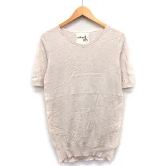 アンティカ antiqua カットソー Tシャツ シンプル 切替リブ 半袖 Vネック コットン 綿 M ベージュ /HT34