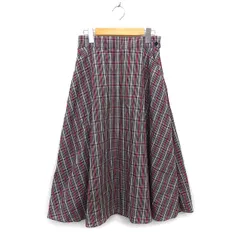 ビームスハート BEAMS HEART スカート フレア ロング マキシ丈 チェック ゆったり サイドジップ S グレー /NT25