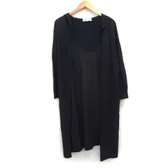 ロペピクニック ROPE Picnic トッパー カーディガン フード ロング 無地 シンプル 切替リブ 長袖 麻混 38 チャコール 灰 /HT12