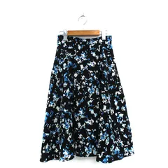 ビス ViS フレア スカート ロング 花柄 S ブラック 黒 /KT2