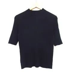 アズールバイマウジー AZUL by moussy セーター ニット リブ シンプル 切替リブ 五分袖 丸首 S ブラック 黒 /HT18