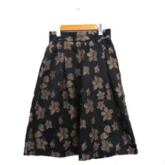 インデックス INDEX フレア スカート ロング 花柄 M ブラック 黒 /KT23