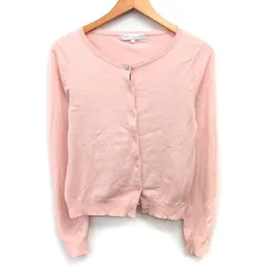 マーキュリーデュオ MERCURYDUO カーディガン ショート丈 無地 シンプル ビジューボタン 切替リブ 長袖 丸首 綿混 S ベビーピンク /HT31