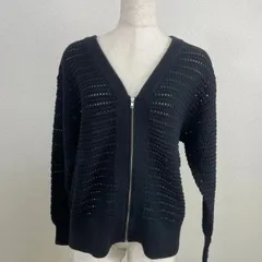 Spick and Span スピックアンドスパン ニットカーディガン ブラック ジップアップ 透かし編み　20251028-0003