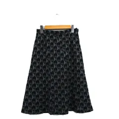 インディヴィ INDIVI フレア スカート ロング 総柄 38 ブラック 黒 /KT20