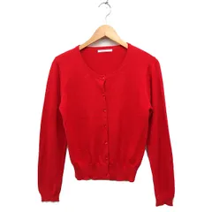 レトロガール RETRO GIRL ニット カーディガン 丸首 無地 綿混 L レッド 赤 /FT34