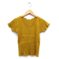 スライ SLY ニット カットソー リブ ストレッチ クロップド コットン 綿 半袖 1 マスタード /NT28