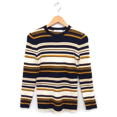 ニコアンド Niko and.. ニット カットソー リブ クルーネック ボーダー 長袖 L 紺 ネイビー /NT4