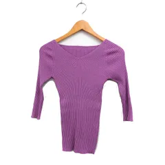 ロペ ROPE リブ ニット セーター 五分袖 Vネック 無地 38 ピンク /FT26