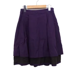 アナトリエ ANATELIER フレア スカート ティアード 膝丈 切替 シンプル タック ウール 毛 36 ダークパープル 紫 /HT2