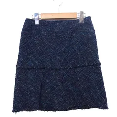 プロポーション ボディドレッシング PROPORTION BODY DRESSING ツイード スカート 台形 ミニ ラメ混 フリンジ 綿混 2 ダークパープル 紫 /HT16