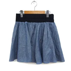 ナチュラルビューティーベーシック NATURAL BEAUTY BASIC ミニ スカート フレア ギャザー ウエスト部分切替 綿麻 S ブルー 青 /FT44