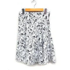 クミキョク 組曲 KUMIKYOKU リーフ柄 フレアスカート ひざ丈 2 ホワイト 白 /FT44