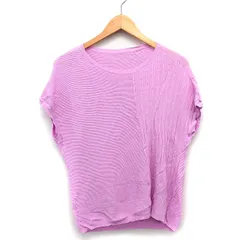 ロペ ROPE ニット カットソー 切替 アシンメトリー リブ 半袖 丸首 M ラベンダーピンク /HT12
