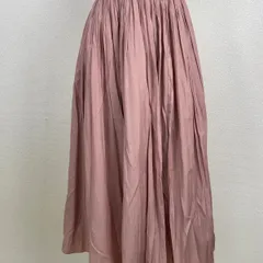 ロングスカート M ピンクベージュ ウエストゴム フレア ギャザー 無地　20251027-0014