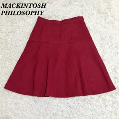 美品 マッキントッシュフィロソフィー ウールひざ丈スカート 38 レッド