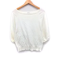 N.Natural Beauty Basic N.ナチュラルビューティーベーシック カットソー ニット 無地 シンプル 切替リブ ワイド袖 七分袖 丸首 コットン 綿 M ライトベージュ /HT19