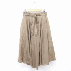 ディスコート Discoat フレア スカート ロング 薄手 ウエストリボン L ベージュ 薄茶 /TT2