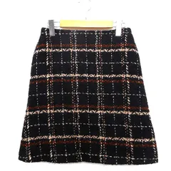 ロペピクニック ROPE Picnic ニット スカート 台形 ミニ 膝上 チェック 柄 ウール混 綿混 36 ブラック 黒 /HT6