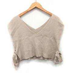 ミスティック mystic ニット ビスチェ ベスト ショート丈 ローゲージ サイドリボン Vネック コットン 綿 F ベージュ /HT37