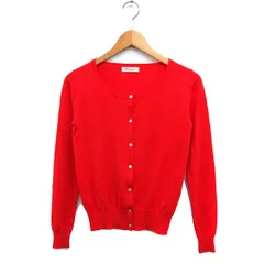 アダムエロペ Adam et Rope' ニット カーディガン 丸首 無地 ハイゲージ ウール 38 レッド 赤 /FT1