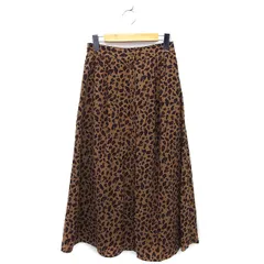 ローリーズファーム LOWRYS FARM スカート フレア ロング マキシ丈 フロントボタン ヒョウ柄 レオパード柄 F 茶 ブラウン /NT10
